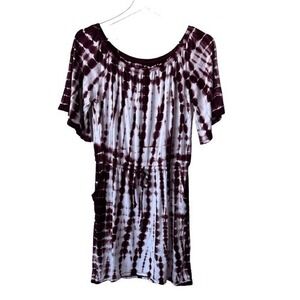 Chaser Women's Dress Tunic Wine‎ Tie Dye Off Shoulder Size M NWT